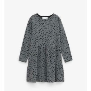 Zara Kids Girls Soft Spotted Cozy Dress Gray Marl Size 8